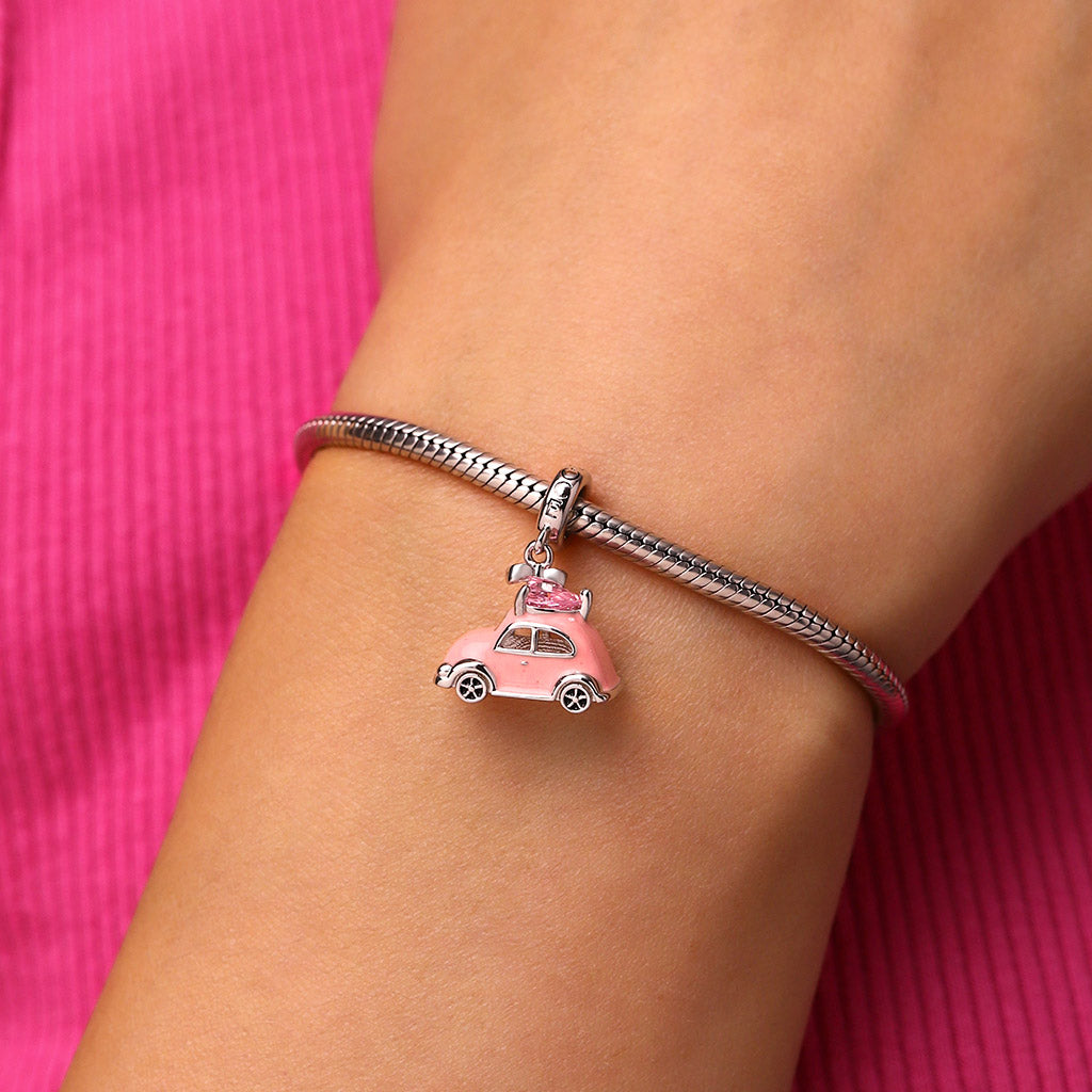 Gnoce Valentine's Day Pink Car Heart Pendant Dangle Charm_2