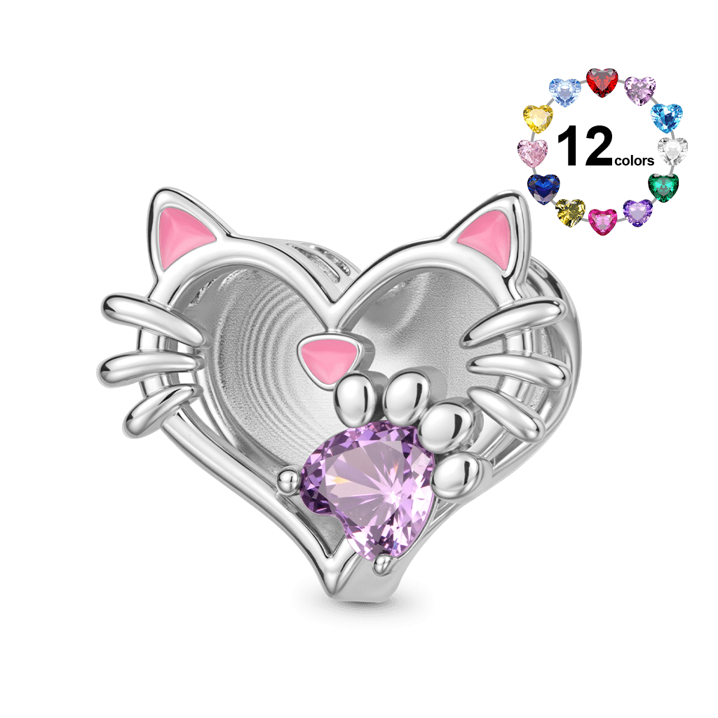 Gnoce Engravable Pet Cat Birthstone Charm_1