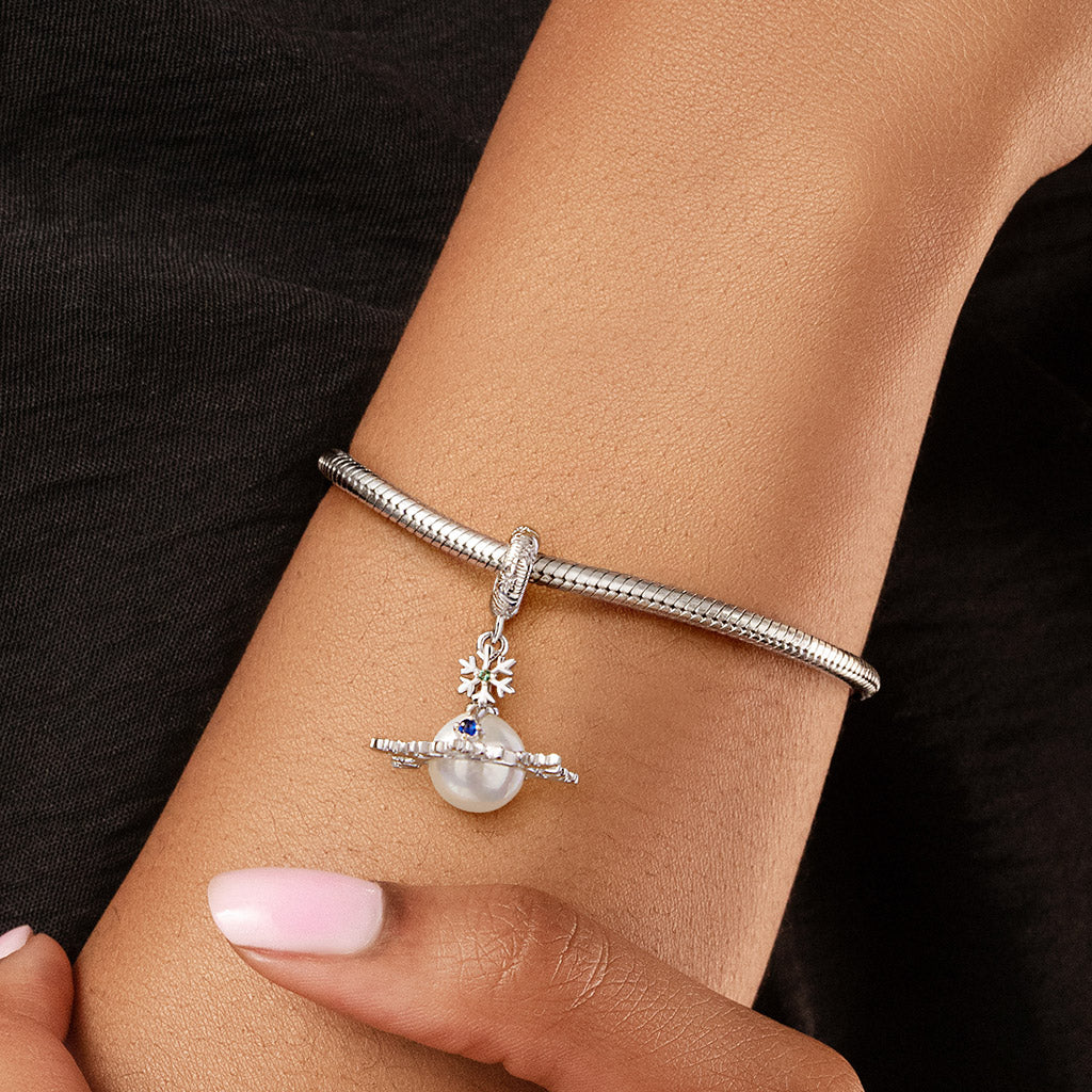 Gnoce Dreamy Pearl Snowflake Planet Pendant Dangle Charm_2