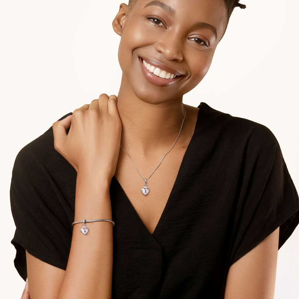 Gnoce Openable Skull Heart Lock Birthstone Pendant Dangle Charm_4