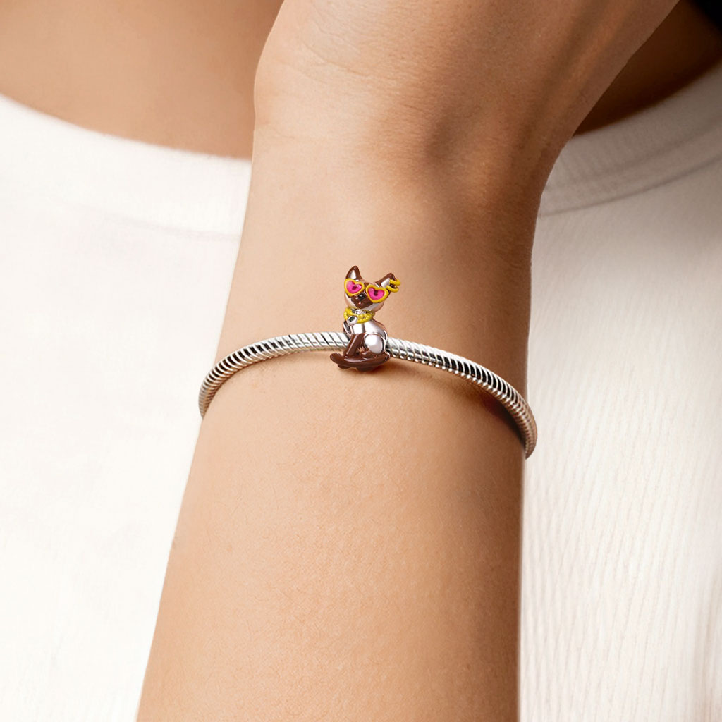 Gnoce Fashionable Siamese Cat Pendant Dangle Charm_2