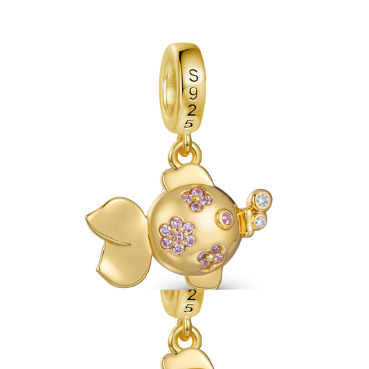 Gnoce Sparkling Playful Goldfish Pendant Dangle Charm_5