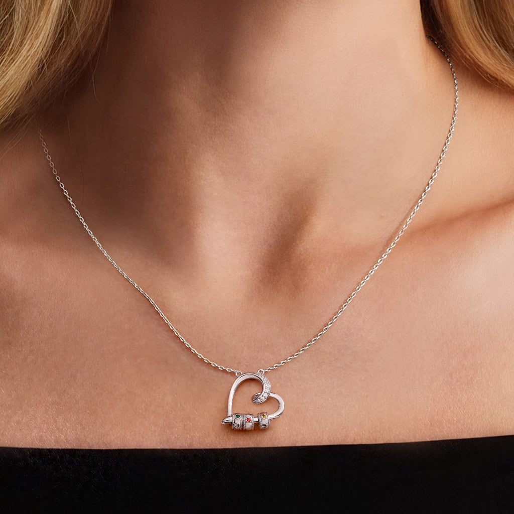 Gnoce Customized Birthstone Heart-shaped Openable Necklace_3