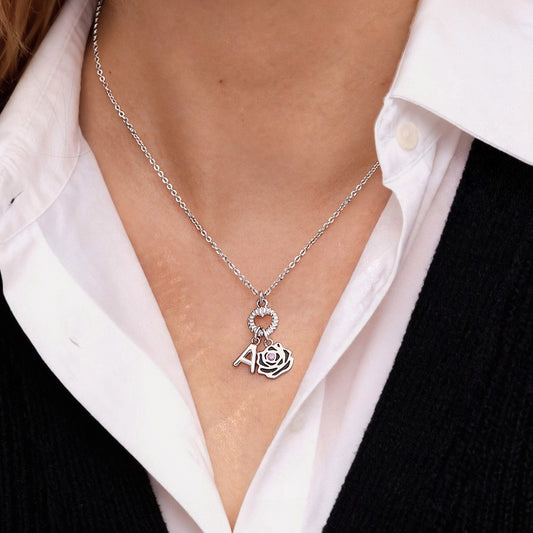 Gnoce Customized Letter Birthday Flower Necklace_2