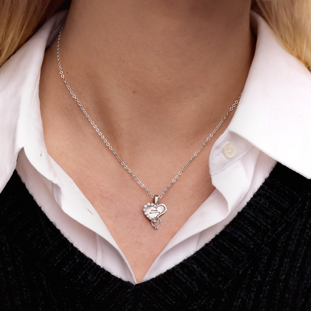 Gnoce ‘Happy Anniversary’ Customized Birthstone Heart-shaped Necklace_2