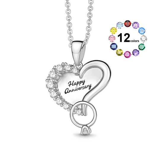 Gnoce ‘Happy Anniversary’ Customized Birthstone Heart-shaped Necklace_1