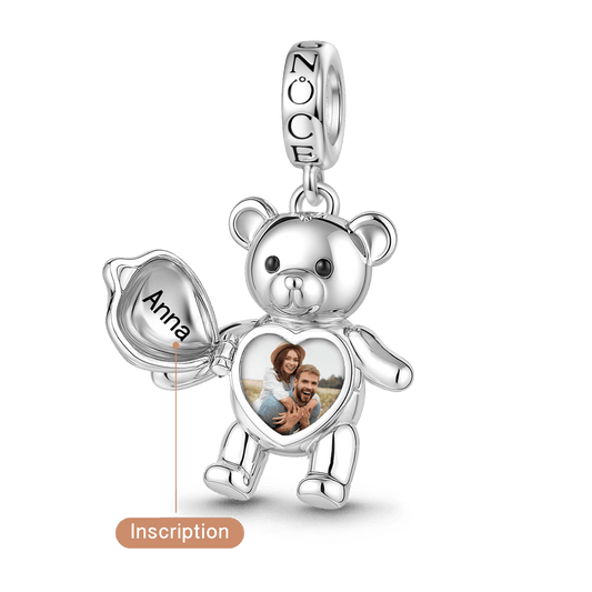 Gnoce Personalize Photo Engravable Bear Pendant Dangle Charm_4