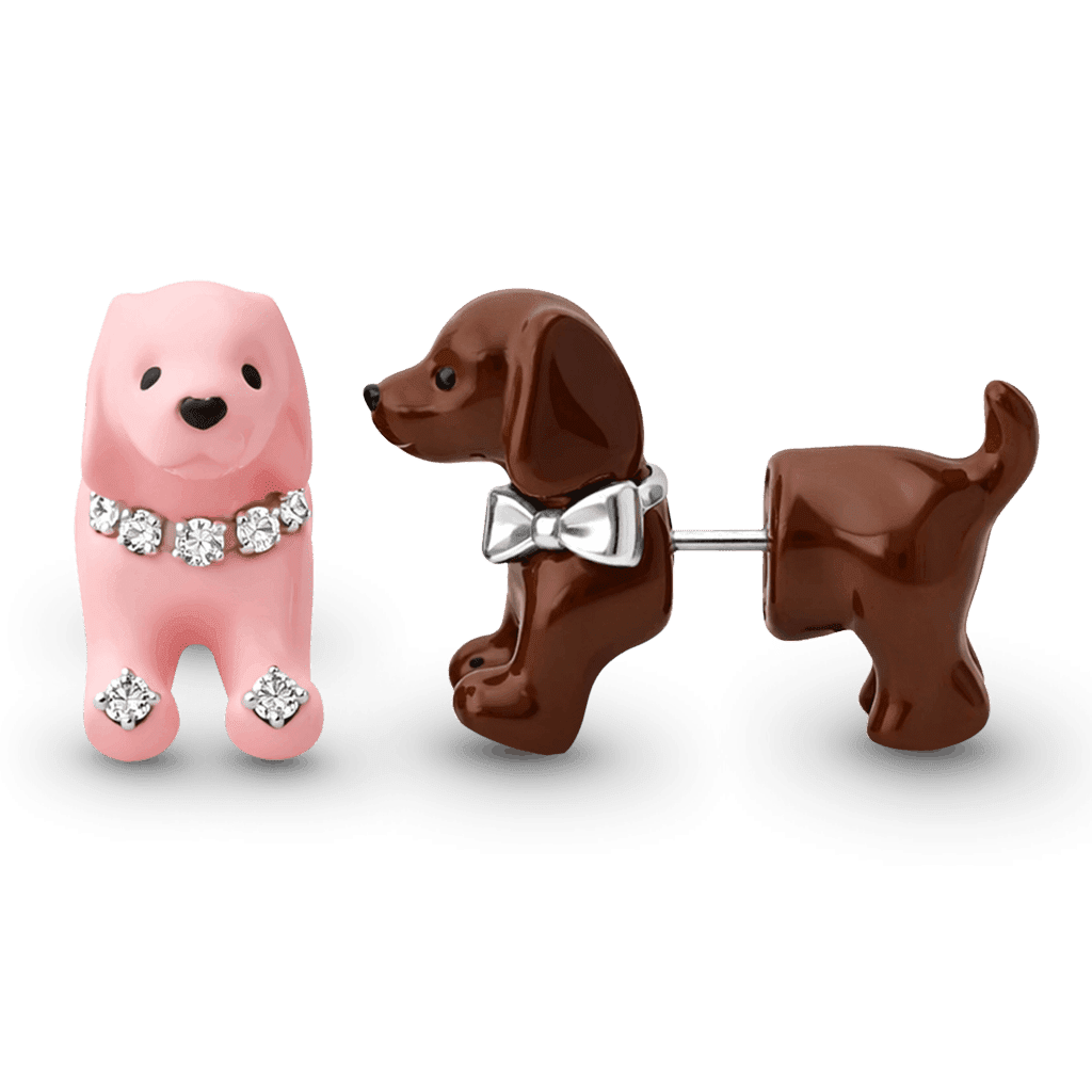 Gnoce Asymmetrical Puppy Dog Stud Earrings_1
