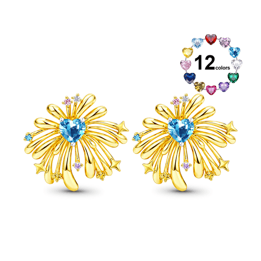 Gnoce Customized Firework Birthstone Stud Earrings_1