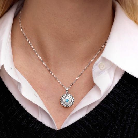 Gnoce Personalized Four-Leaf Clover Birthstone Necklace_2