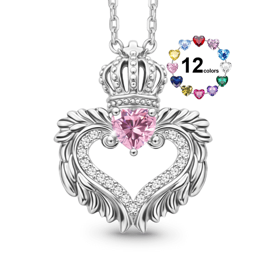 Gnoce Crown Wing Heart Personalized Necklace_1