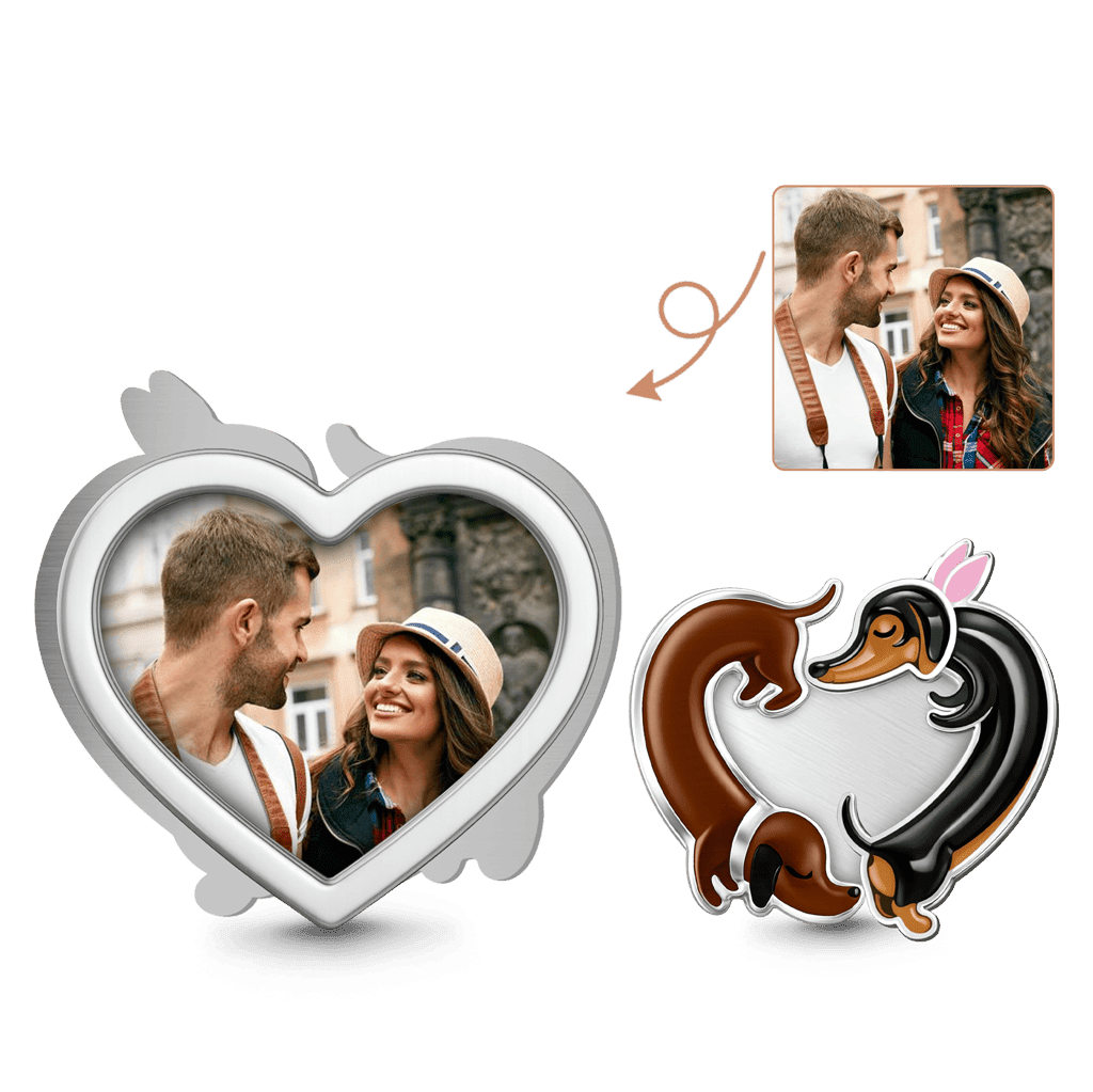 Gnoce Valentine's Day Dachshund Heart Photo Charm_1