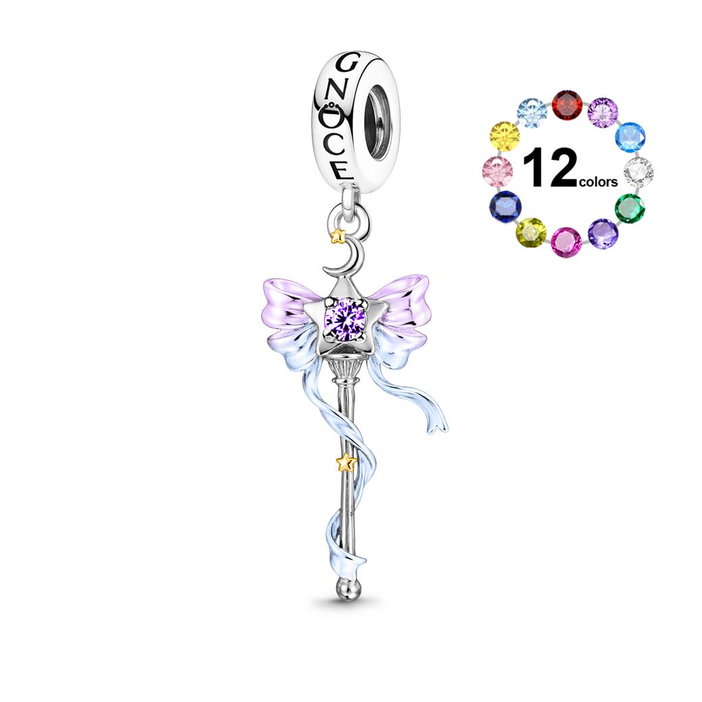 Gnoce Lucky Magic Wand Customized Birthstone Pendant Dangle Charm_1