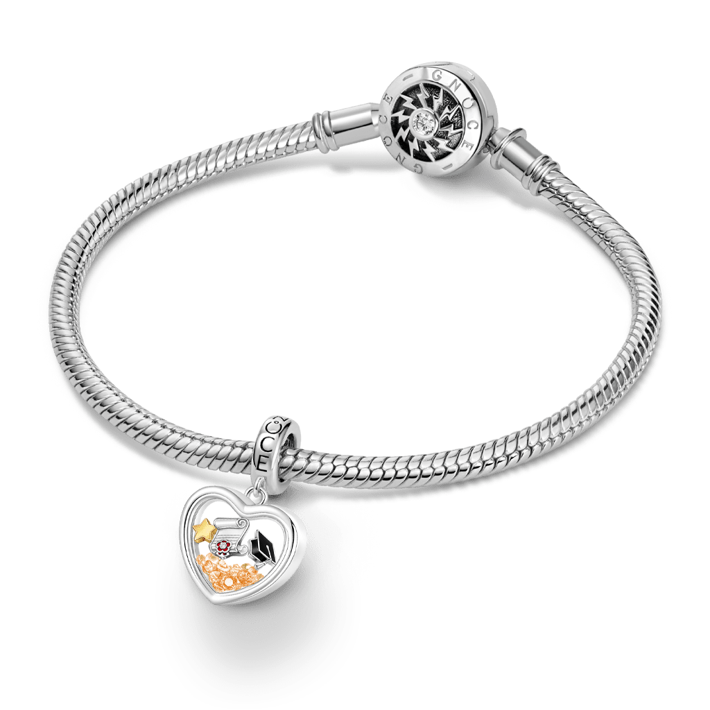 Gnoce Floating Cap, Diploma & Gold Star Heart Graduation Personlized Pendant Dangle Charm_3