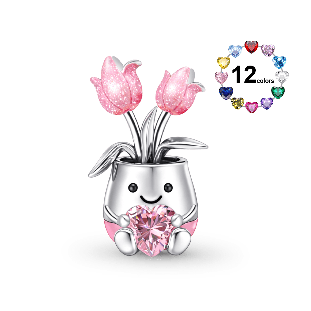 Gnoce Mother's Day Tulip Personalized Birthstone Charm_1