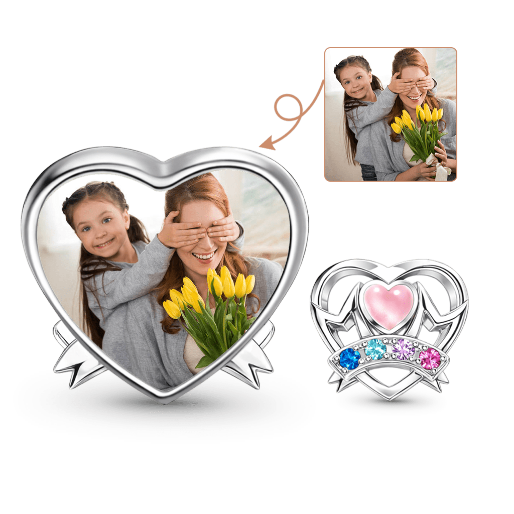 Gnoce Love Mom Glow-in-the-Dark Heart-Shaped Personalized Photo Charm_1