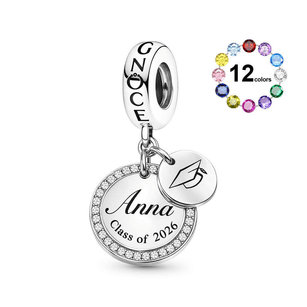 Gnoce Personalized Class of 2026 Graduation Birthstone Pendant Dangle Charm_1