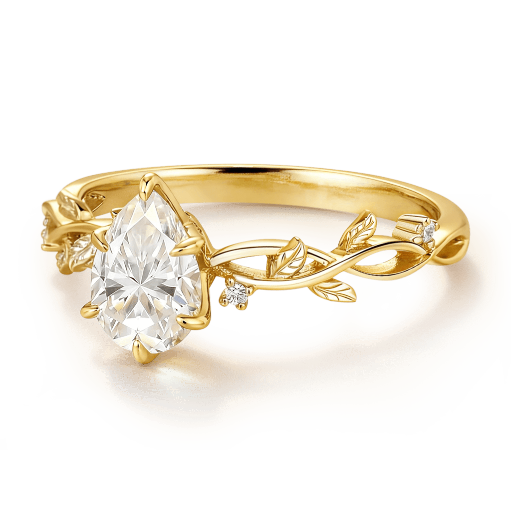 Gnoce Nature-Inspired Leaf & Vine Radiant-cut  Engagement Ring_4