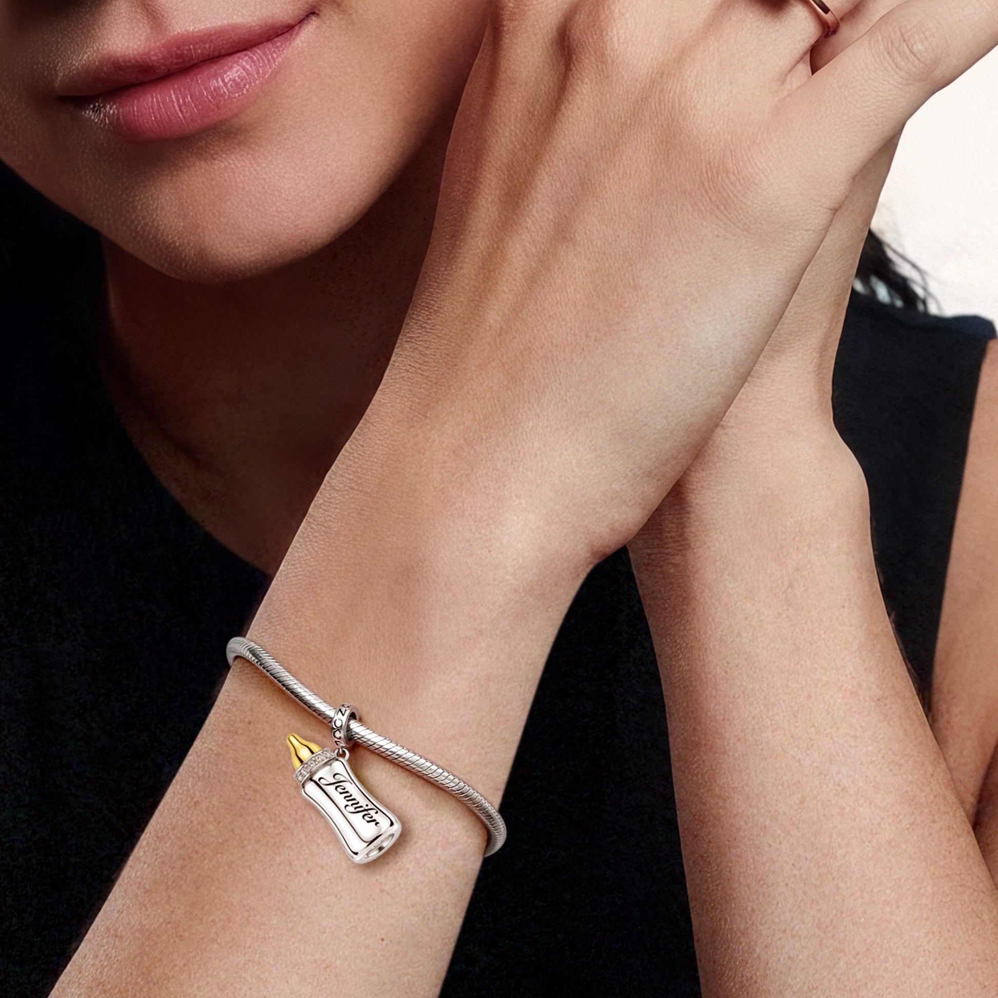 Gnoce Mother's Day Baby Bottle Engravable Pendant Dangle Charm_3