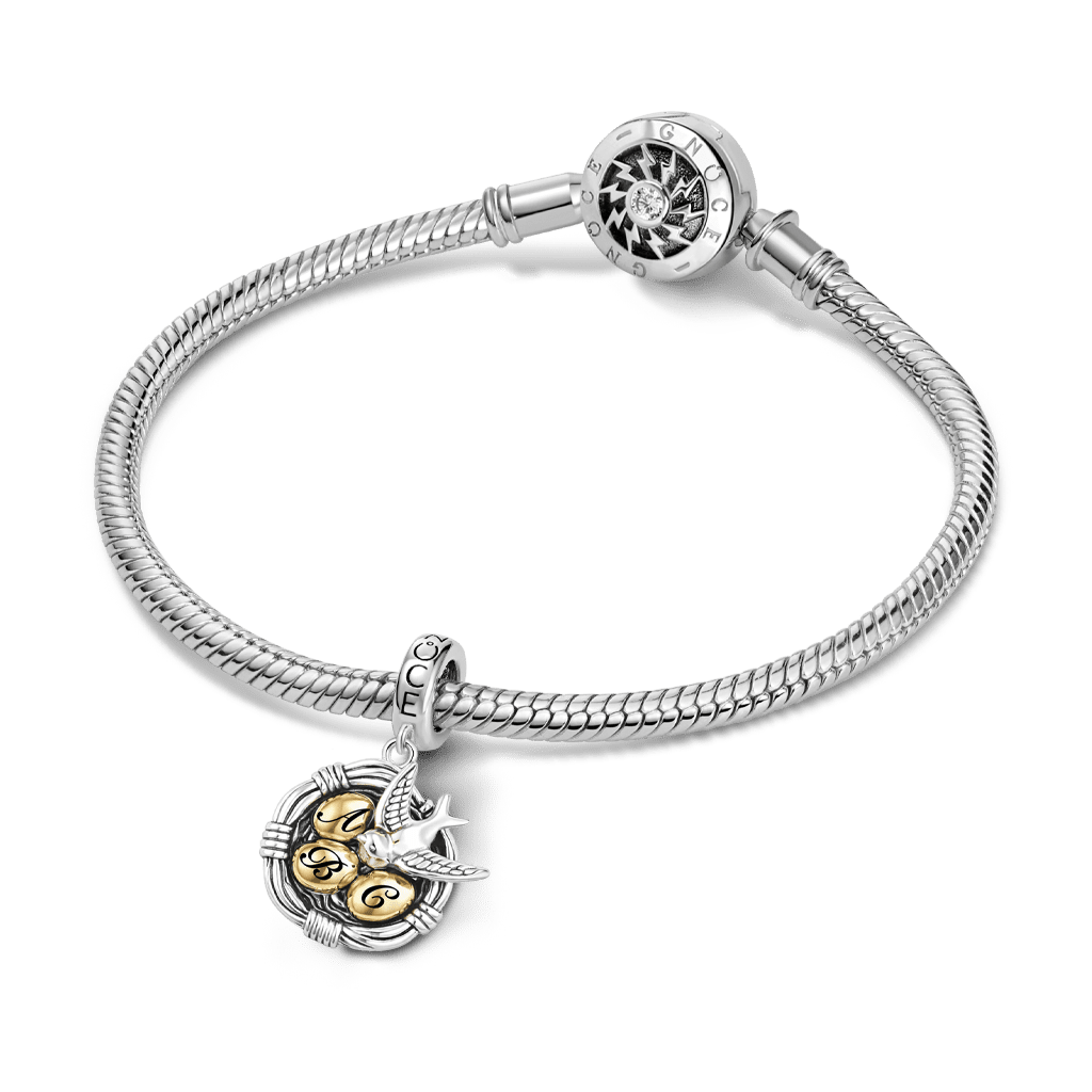 Gnoce Mother's Day Bird's Nest Engravable Pendant Dangle Charm_3