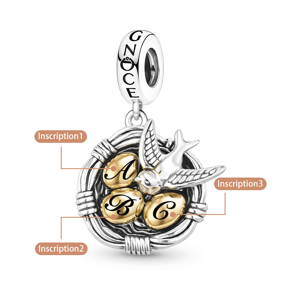 Gnoce Mother's Day Bird's Nest Engravable Pendant Dangle Charm_1