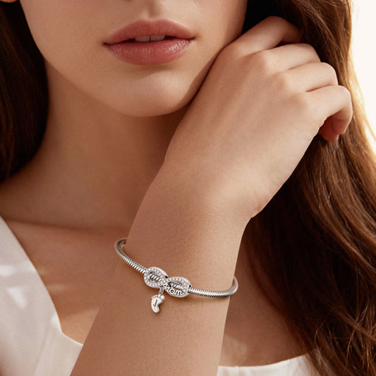 Gnoce Mother's Day Infinity Love with Footprint Customized Birthstone Charm_2