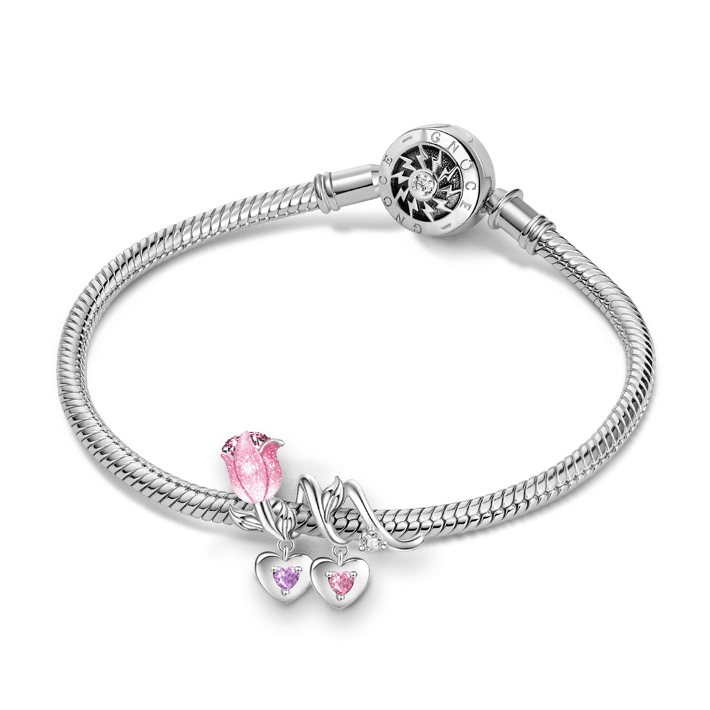 Gnoce Mother's Day Tulip Family Customized Birthstone Charm_3