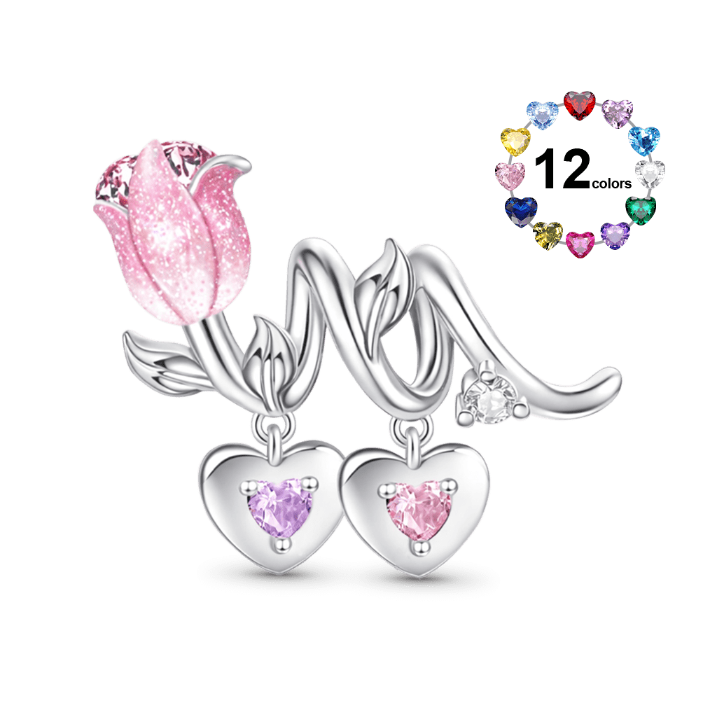 Gnoce Mother's Day Tulip Family Customized Birthstone Charm_1
