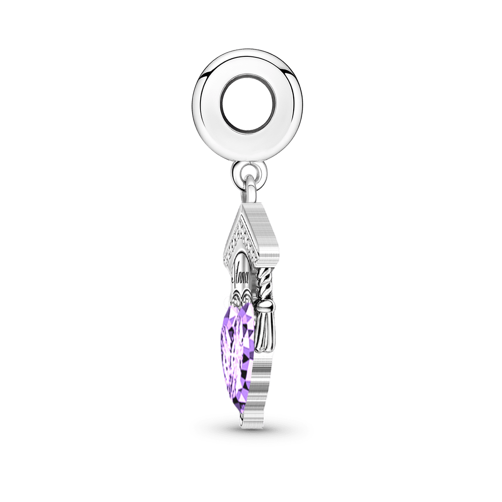 Gnoce Graduation Season Bachelor Cap Customized Birthstone Pendant Dangle Charm_5