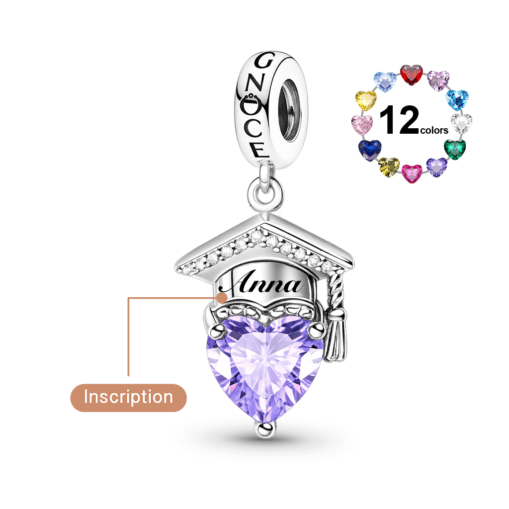 Gnoce Graduation Season Bachelor Cap Customized Birthstone Pendant Dangle Charm_1