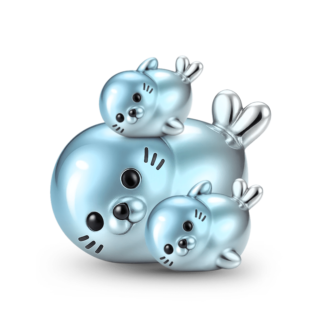 Gnoce Mother's Day Seal Mother & Twin Babies Stopper Charm_1