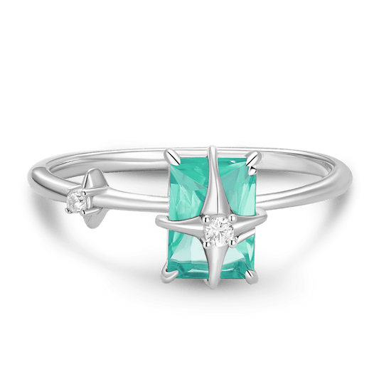 Gnoce Starburst Green Crystal Solitaire Ring_1