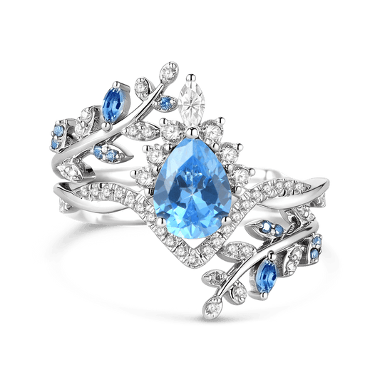 Gnoce Nature-Inspired Vine Pear-Cut Engagement Ring Set_1