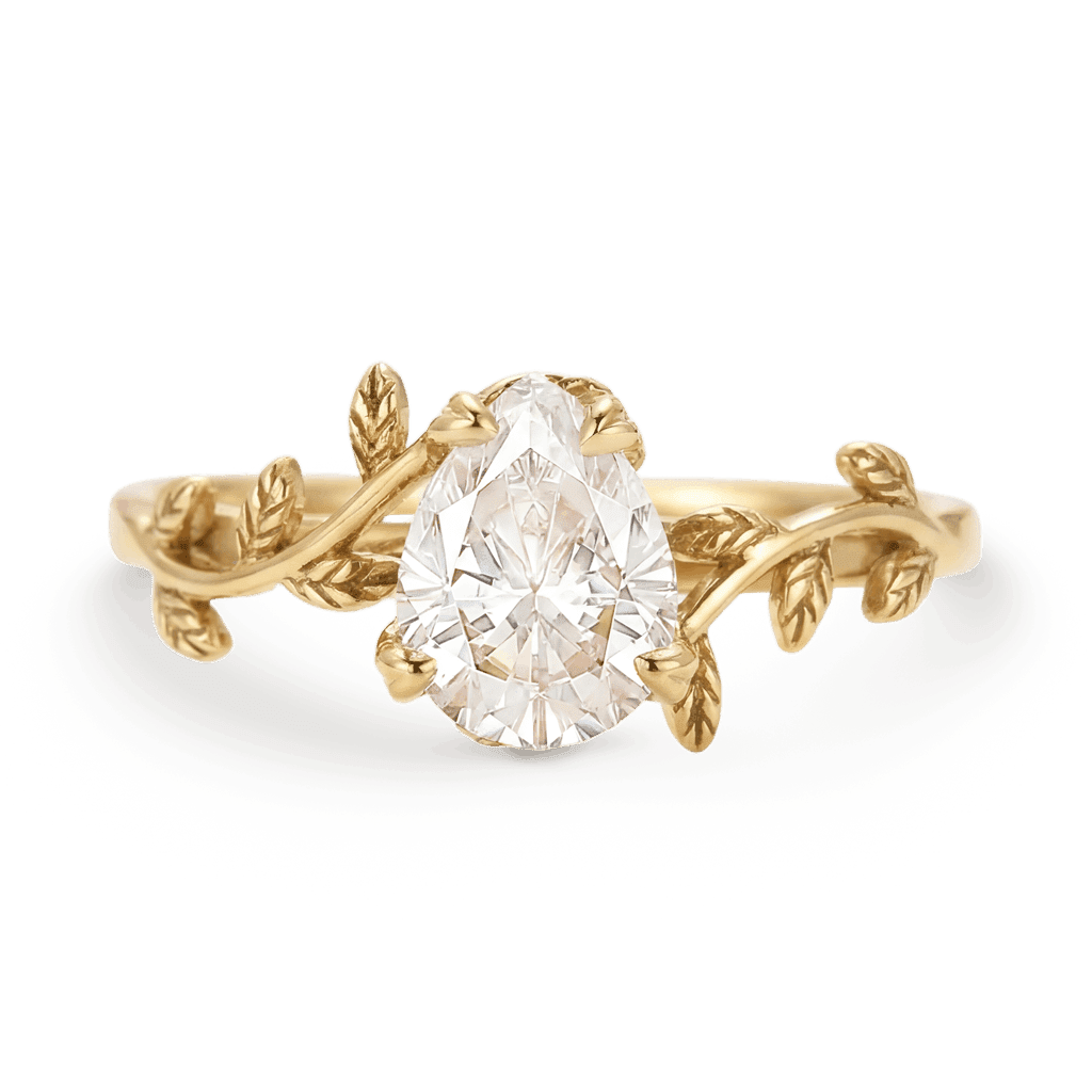 Gnoce Nature-Inspired Vine Pear-cut Engagement Ring_1