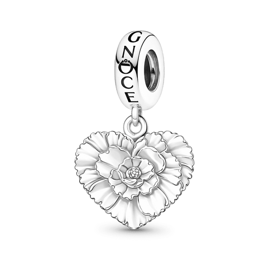 Gnoce Mother's Day Carnation Heart Pendant Dangle Charm_1