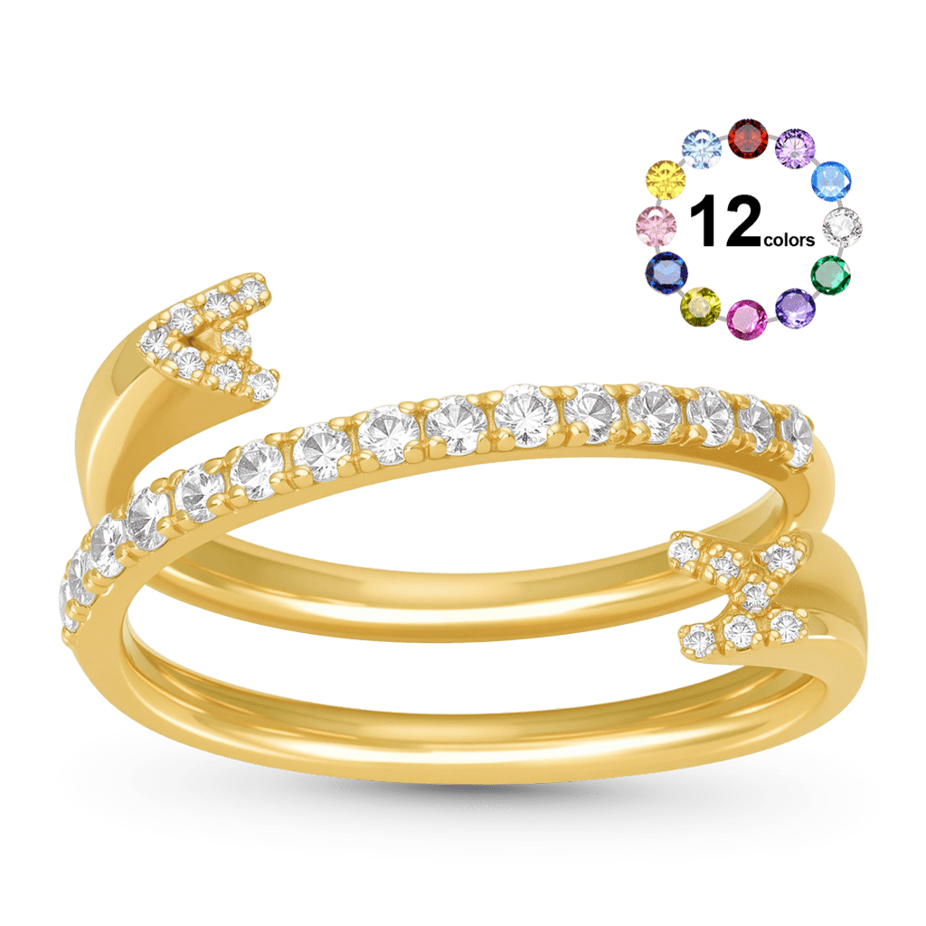 Gnoce Personalized Adjustable Open Cuff 3 Row Nesting Ring with Engraving_1