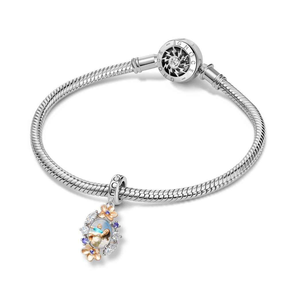 Gnoce Mother's Day Flower Personalized Photo Pendant Dangle Charm_4