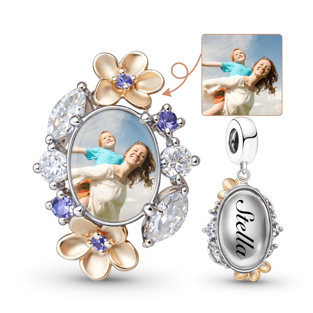 Gnoce Mother's Day Flower Personalized Photo Pendant Dangle Charm_1