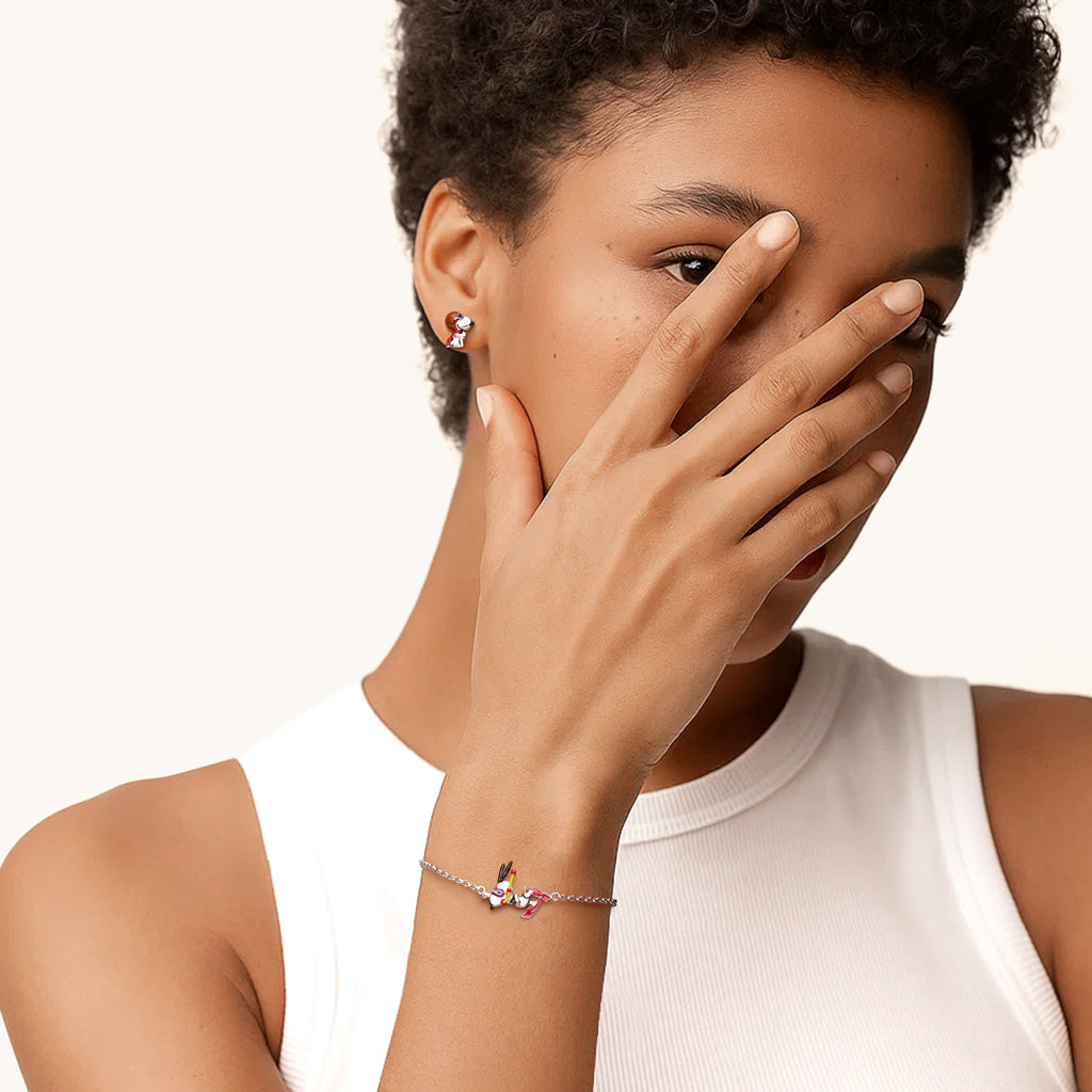 Gnoce Peanuts Snoopy Skateboarding Adjustable Bracelet_3