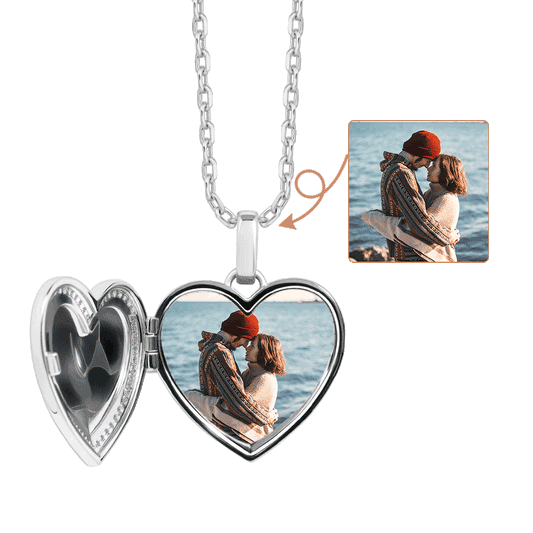 Gnoce Personalized Heart Photo Locket Necklace with Birthstone – Custom Engravable Jewelry_1