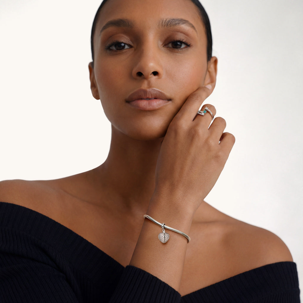 Gnoce Mom Angel Wings Heart Locket Pendant Dangle Charm_5