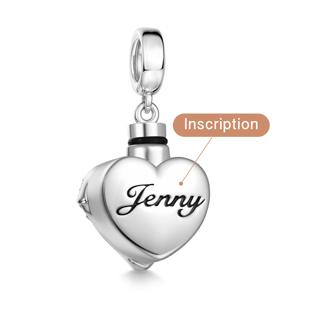 Gnoce Engravable Mom Heart Memorial Urn Ashes Birthstone Pendant Dangle Charm_7