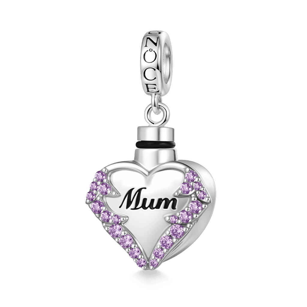 Gnoce Engravable Mom Heart Memorial Urn Ashes Birthstone Pendant Dangle Charm_2