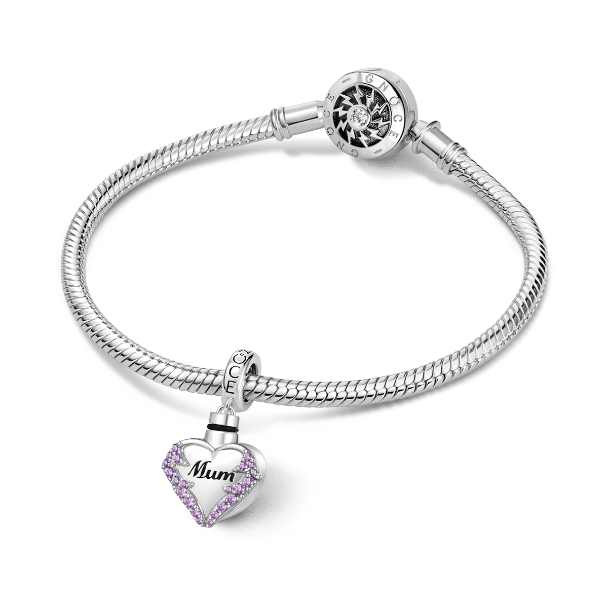 Gnoce Engravable Mom Heart Memorial Urn Ashes Birthstone Pendant Dangle Charm_5