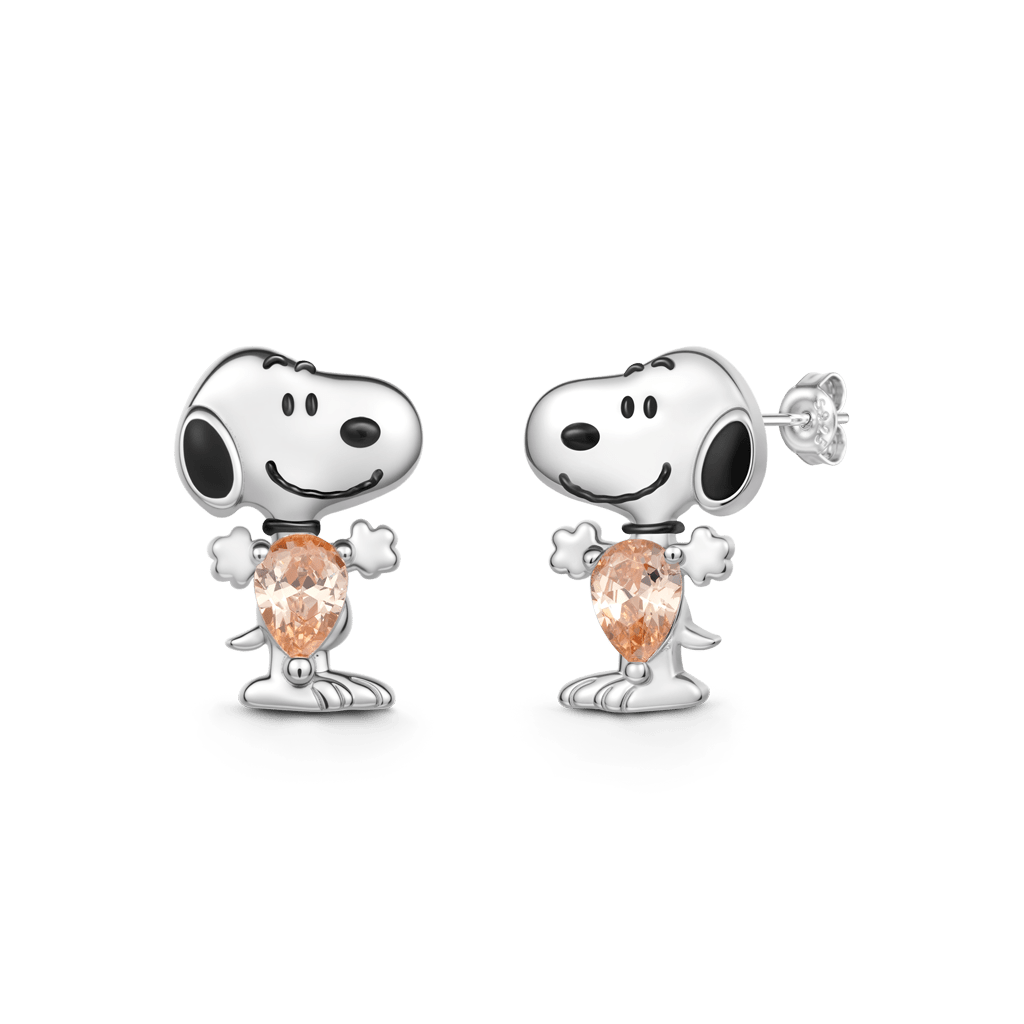 Gnoce Peanuts Snoopy Embraces Pear-Cut Stud Earrings_1