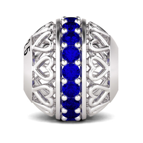 Gnoce "You are Aways In My Heart" 925 Sterling Silver Heart with Blue Stone Bead Charm Great Gift for Her, Mother's Day Present_1