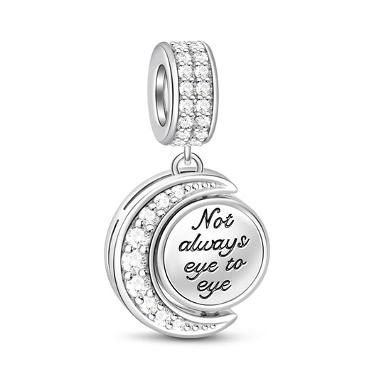 Gnoce "Not Always Eye To Eye, But Always Heart To Heart" Crescent Star Galactic Cosmic Moon Silver Pendant fit for Bracelet/Necklace_1