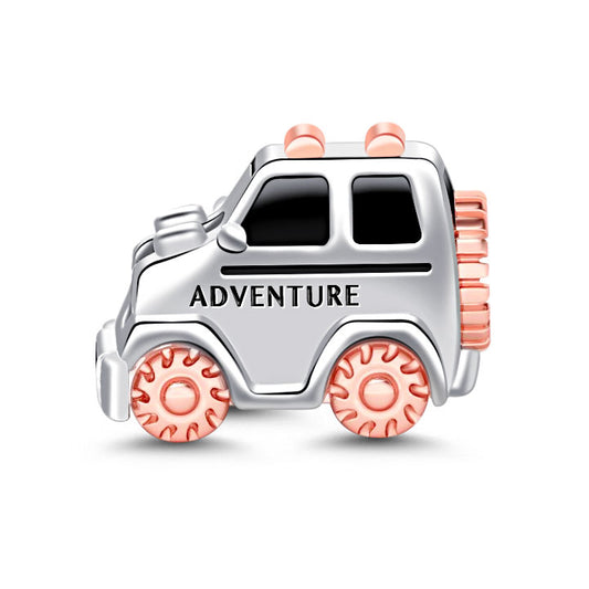 GNOCE "Explore The Unknown with You" SUV Charm Engraved with"ADVENTURE" 925 Sterling Silver Charm fit Pandora Bracelets Necklace_1