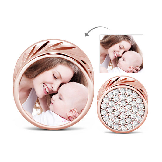 Gnoce "Special Love for You" Personalized Rose Gold Round Shape Photo Charm- Fit for Bracelet and Necklace_1