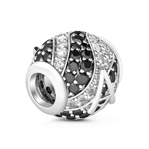 Gnoce “Letter A with Special Meaning for Special Person ”Made of 925 Sterling Silver Black & Clear  CZ Letter A Charm_2